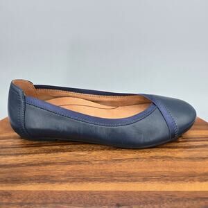Vionic Caroll Ballet Flats Women's 8 Navy Blue Leather Slip On Comfort Shoes